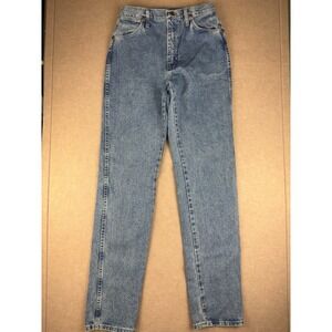Vintage Wrangler Mom Jeans Women's 9x34 Blue High Rise Straight Leg Denim USA